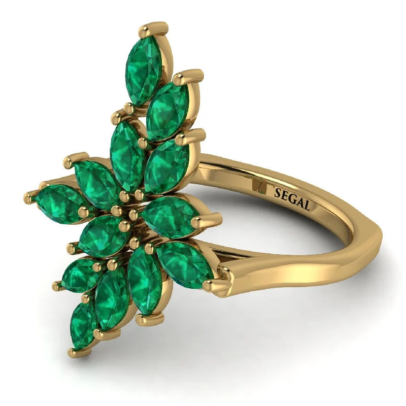 women's ring silver -Marquise Shape Emerald Galmorious Ring - Melanie No. 4