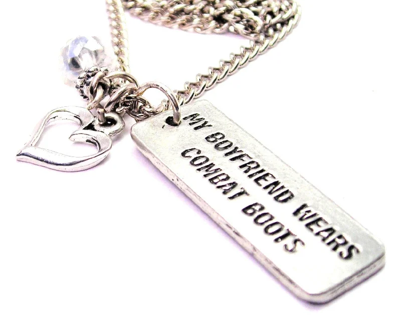 women's necklaces cross pendant -My Boyfriend Wears Combat Boots Necklace with Small Heart