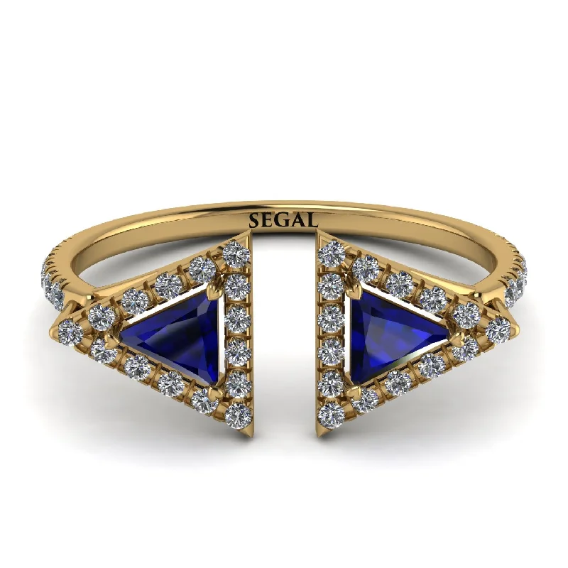 women's ring fine jewelry -Triangle Sapphire Open Ring - Nevaeh No. 13