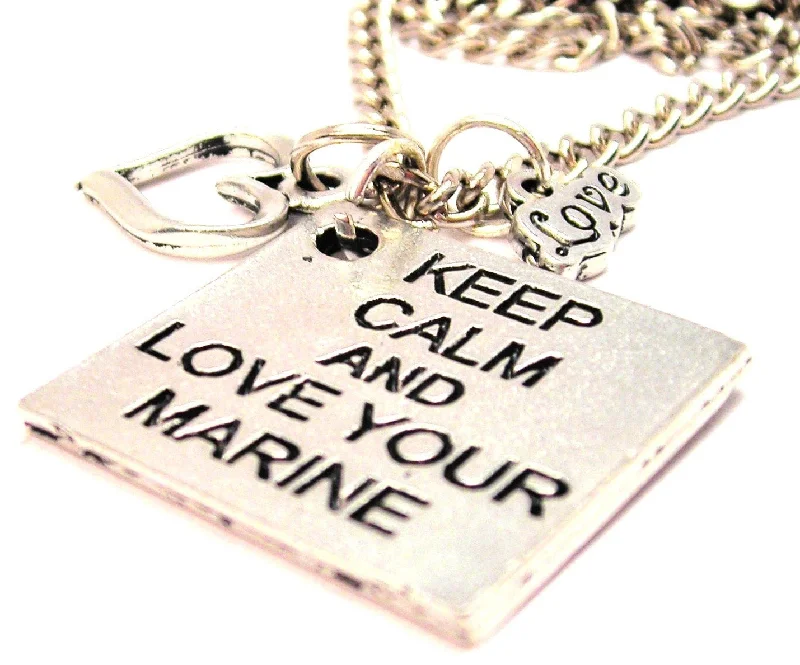 women's necklaces ruby -Keep Calm And Love Your Marine Little Love Necklace