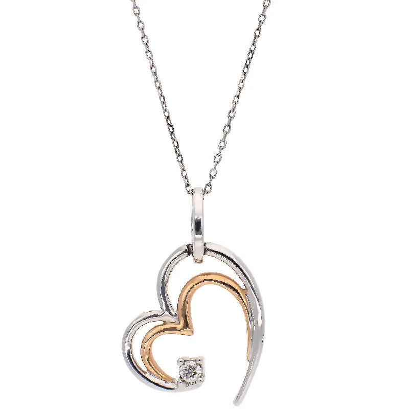 women's necklaces minimalist design -14K White and Rose Gold Heart Pendant Necklace