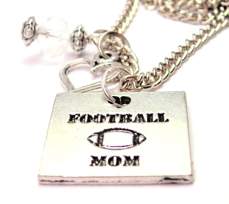 women's necklaces stacking charm -Football Mom Necklace with Small Heart