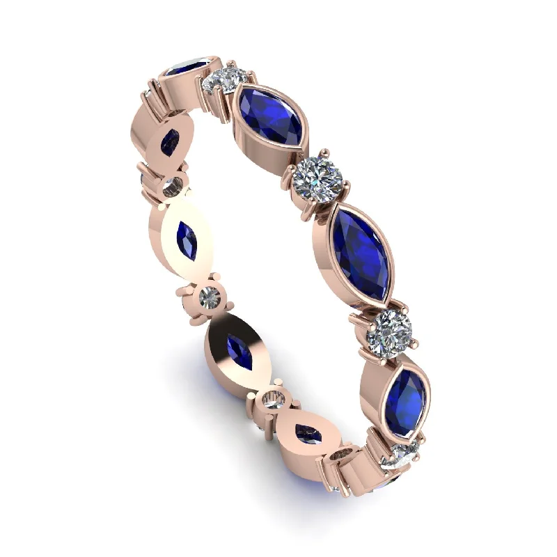 women's ring adjustable size -Marquise Sapphire Eternity Band - Cecilia No. 14