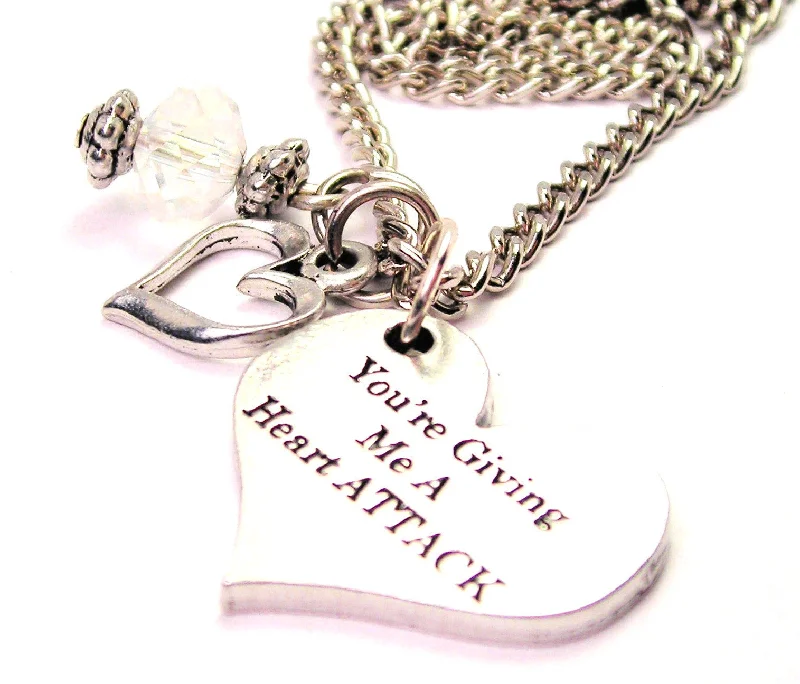 women's necklaces vintage-inspired locket -You're Giving Me A Heart Attack Necklace with Small Heart