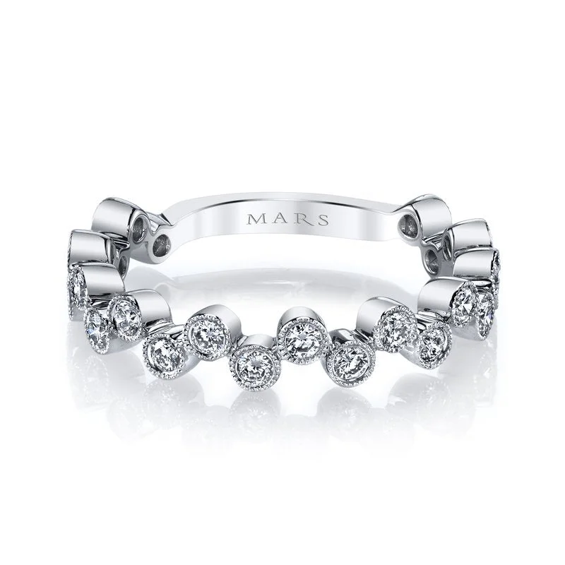 women's ring with initials -14K White Gold 0.53ct. Diamond Bezel Set Stackable Fashion Ring