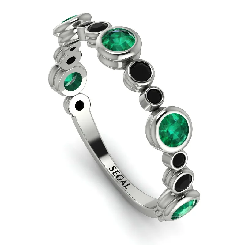 women's ring trendy look -Bezel Emerald Eternity Band - Valeria No. 36