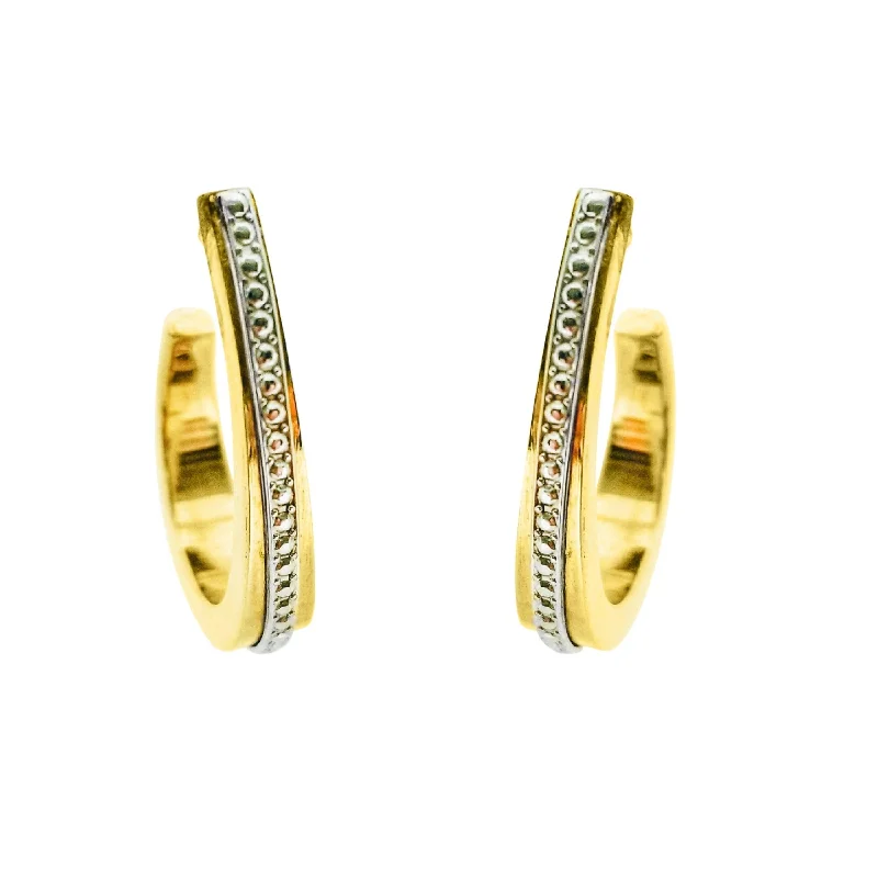 women's earrings diamond solitaire -Gold Oval Hoop Earrings