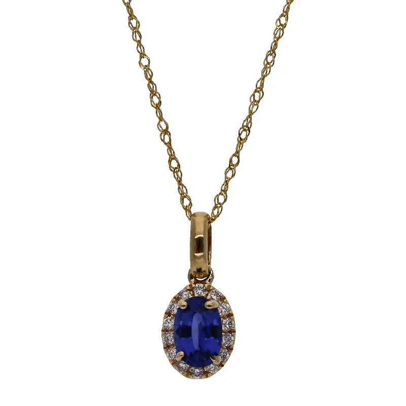 women's necklaces elegant style -14K Yellow Gold Sapphire and Diamond 18" Necklace