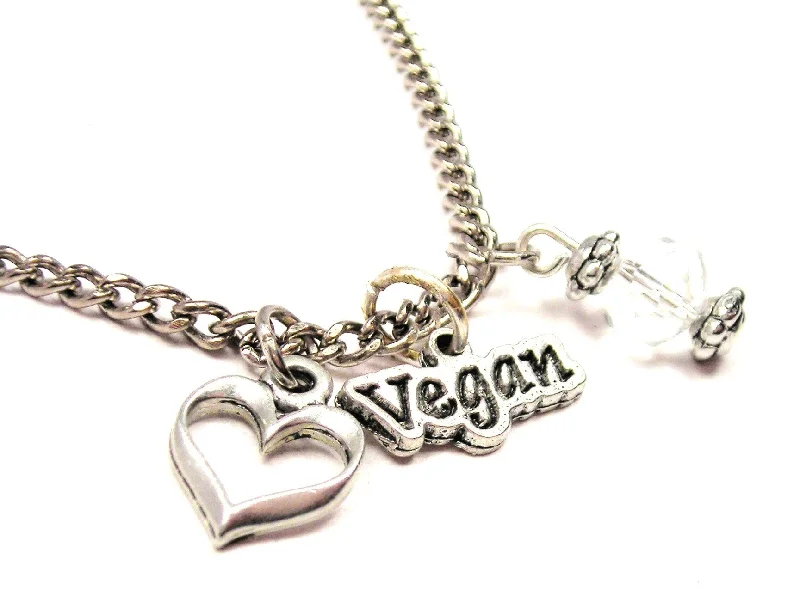 women's necklaces minimalist chain -Vegan Necklace with Small Heart