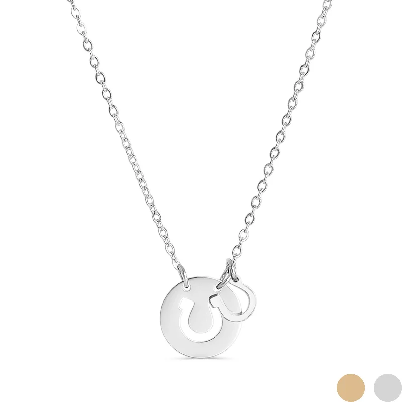 women's necklaces sapphire crystal -18" Stainless Steel Horseshoe Cutout Necklace / SBB0332