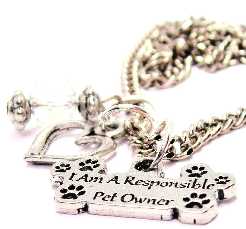 women's necklaces dainty chain -I Am A Responsible Pet Owner Necklace with Small Heart