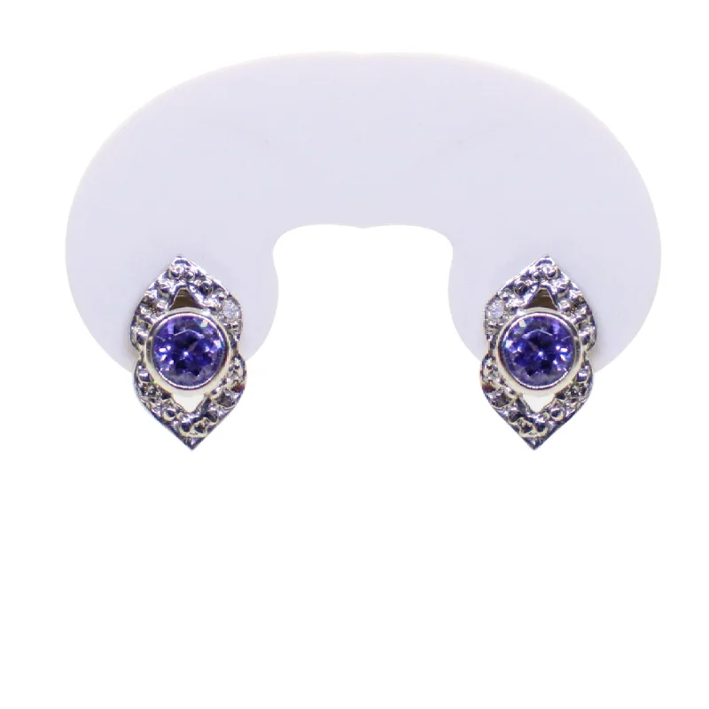 women's earrings star charm -18kt White Gold Kite Shaped Tanzanite And Diamond Earrings