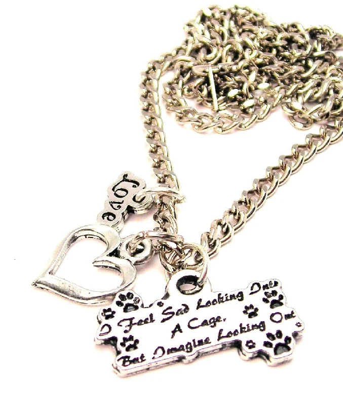 women's necklaces crystal charm -I Feel Sad Looking Into A Cage But Image Looking Out Little Love Necklace