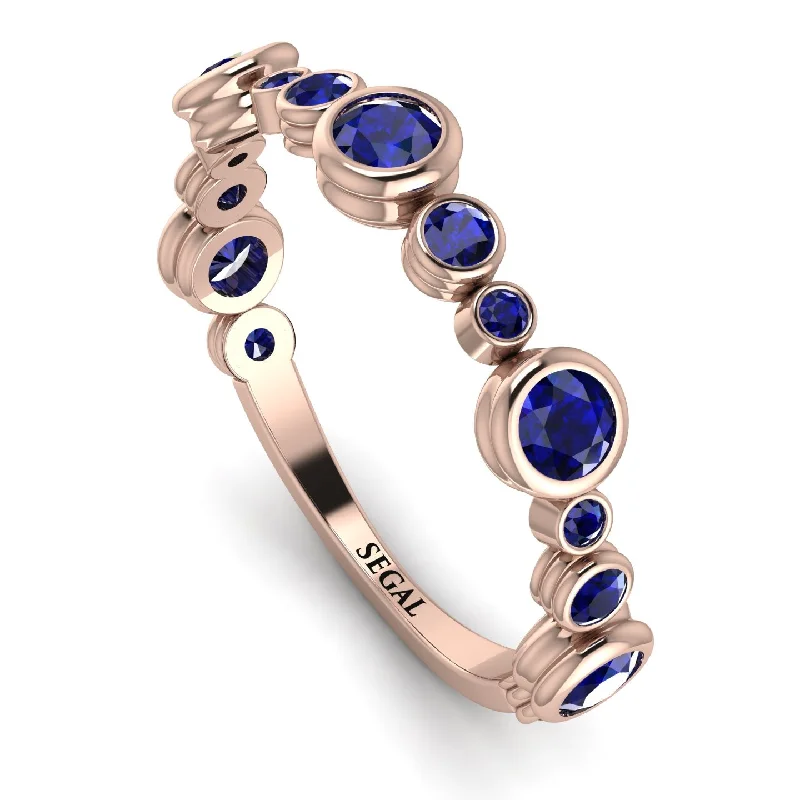 women's ring art deco -Bezel Sapphire Eternity Band - Valeria No. 74