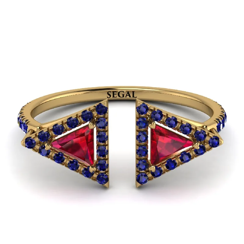 women's ring bold and stylish -Triangle Ruby Open Ring - Nevaeh No. 70