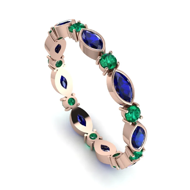 women's ring rose gold -Marquise Sapphire Eternity Band - Cecilia No. 29