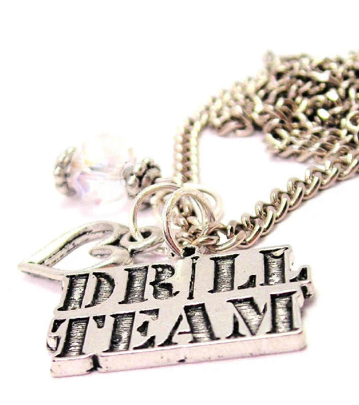 women's necklaces gemstone charm -Drill Team Necklace with Small Heart