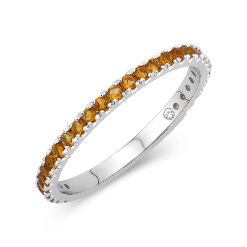 women's ring bold statement -14K White Gold 0.36cttw. Yellow Citrine Stackable Birthstone Ring - November