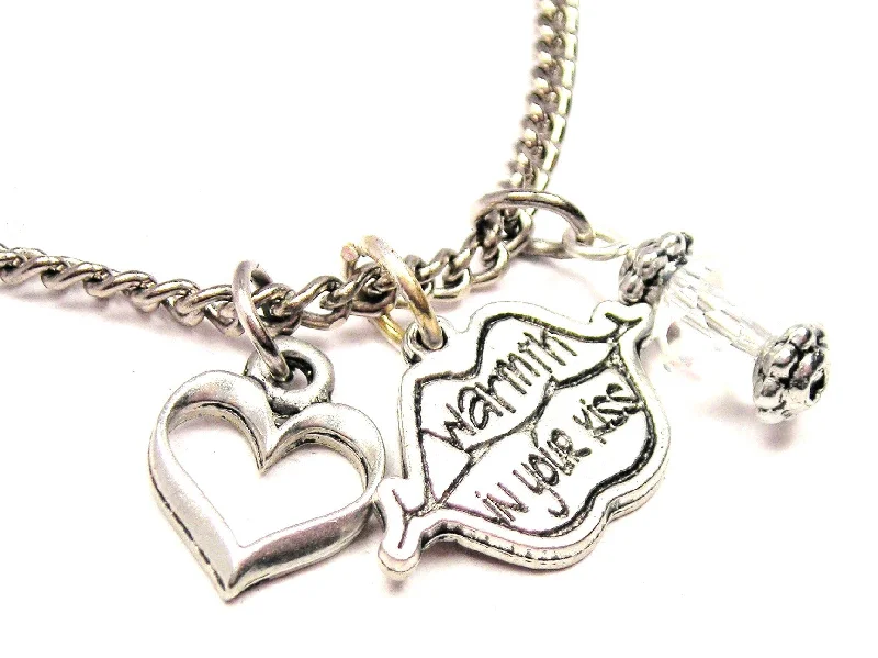 women's necklaces fashion-forward design -Warmth In Your Kiss Lips Necklace with Small Heart