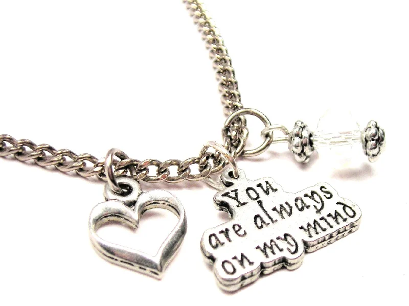 women's necklaces hypoallergenic material -You Are Always On My Mind Necklace with Small Heart