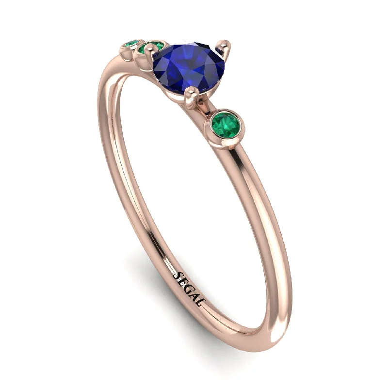 women's ring classic style -Minimalist Thin Sapphire Ring - Brielle No. 29