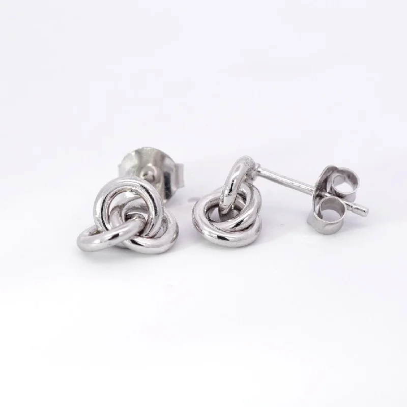 women's earrings mother of pearl -Sterling Silver Love Knot Earrings UES-187684