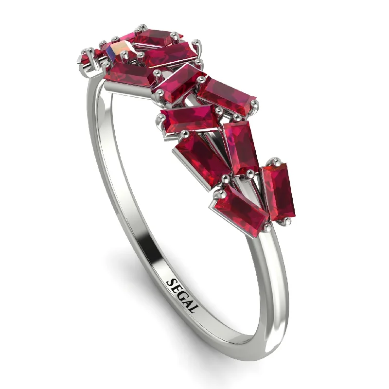 women's ring handcrafted luxury -Baguette Ruby Ring Mix - Athena No. 12