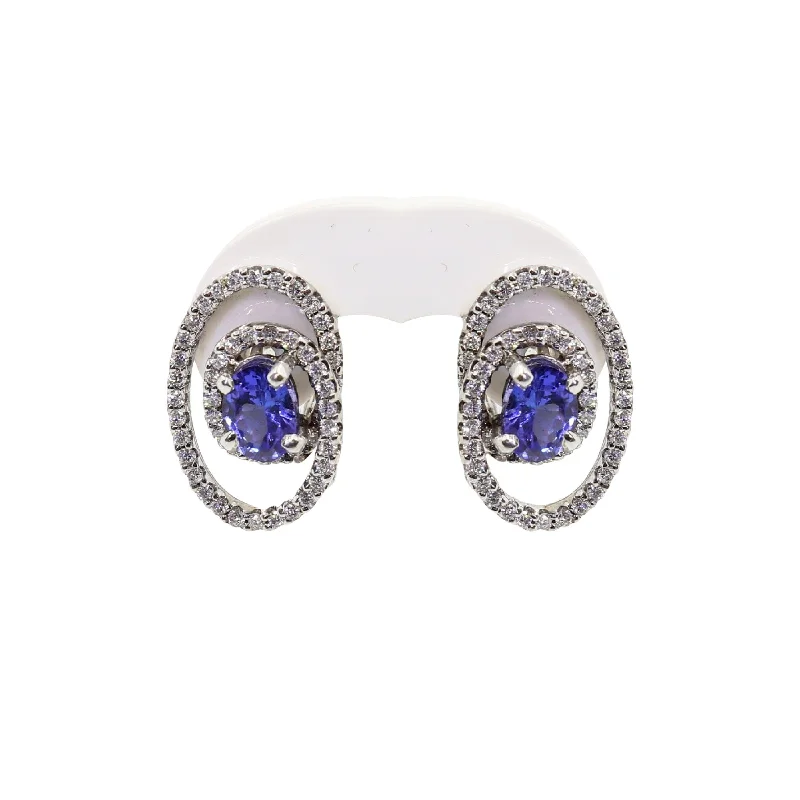 women's earrings ear cuff -18 kt White Gold Tanzanite and Diamond Twirl Earrings