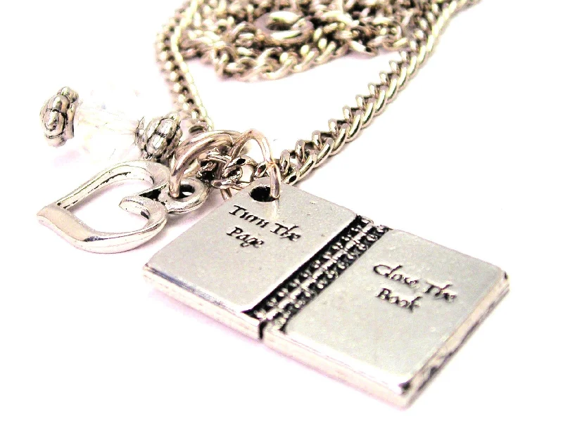 women's necklaces luxury statement piece -Turn The Page Close The Book Necklace with Small Heart