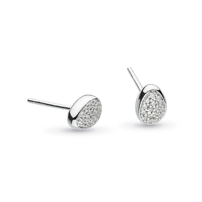 women's earrings celestial starburst -Coast Pebble Glisten CZ Stud Earrings, Sterling Silver