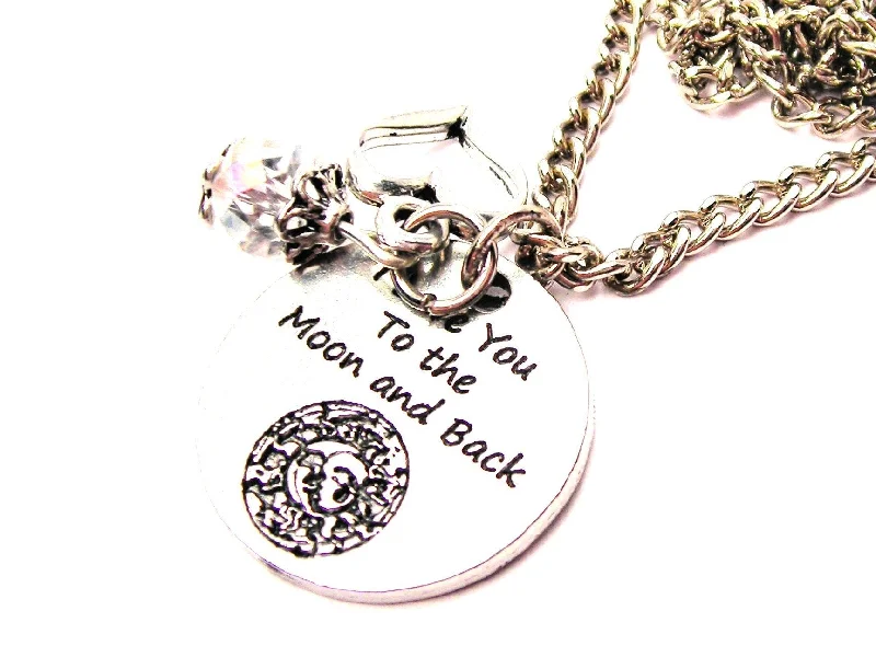 women's necklaces engraved name -Celestial I Love You To The Moon And Back Necklace with Small Heart