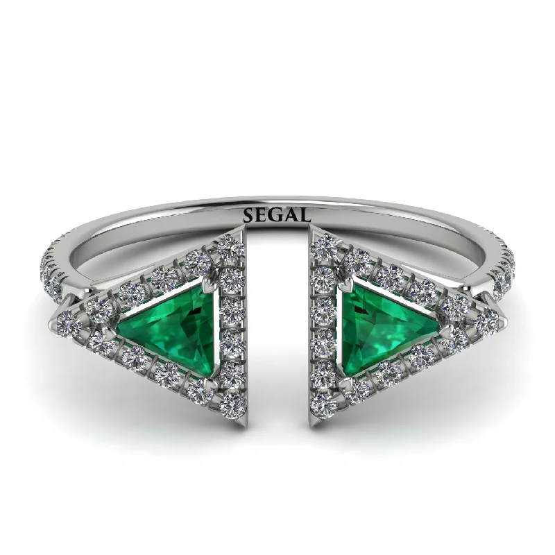 women's ring minimalist style -Triangle Emerald Open Ring - Nevaeh No. 6