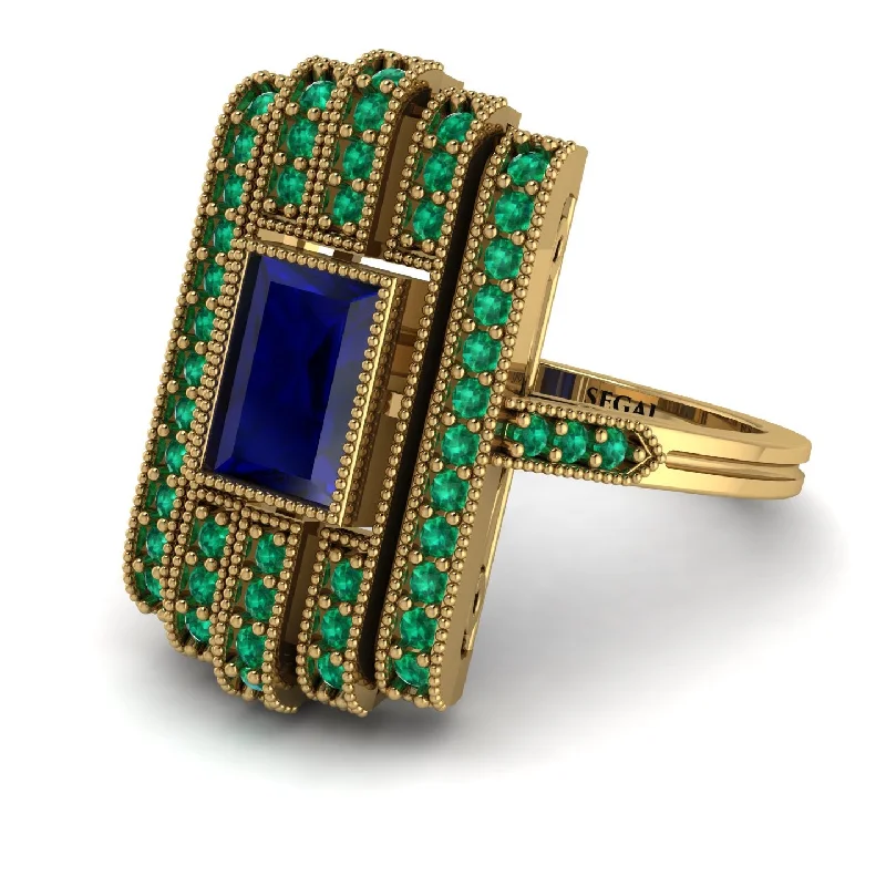 women's ring nature inspired -Unmatched Style Gold Baguette Sapphire Ring - Jean No. 28