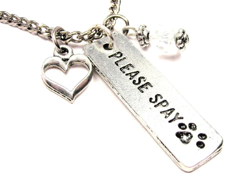 women's necklaces fashion-forward design -Please Spay Tab Necklace with Small Heart