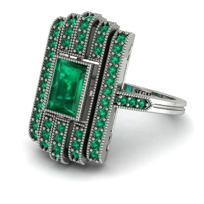 women's ring adjustable open band -Unmatched Style Gold Baguette Emerald Ring - Jean No. 21