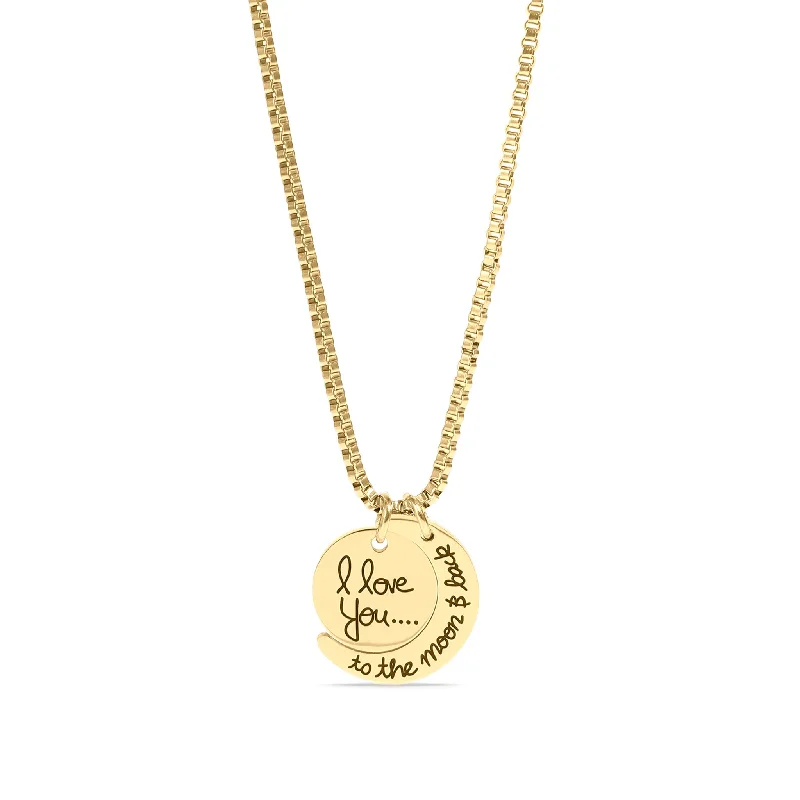 women's necklaces ethically sourced -18K Gold PVD Stainless Steel "I Love You To The Moon and Back" Necklace / NKJ9029