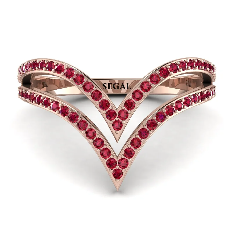 women's ring wedding jewelry -Double V Ruby Ring - Lyla No. 11