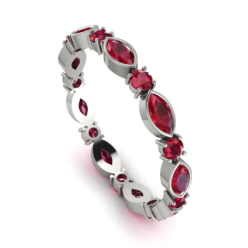 women's ring bold and stylish -Marquise Ruby Eternity Band - Cecilia No. 57