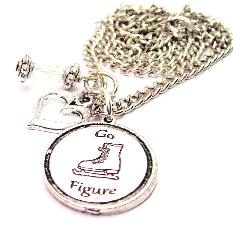 women's necklaces dainty rose gold -Go Figure - Figure Skating Necklace with Small Heart