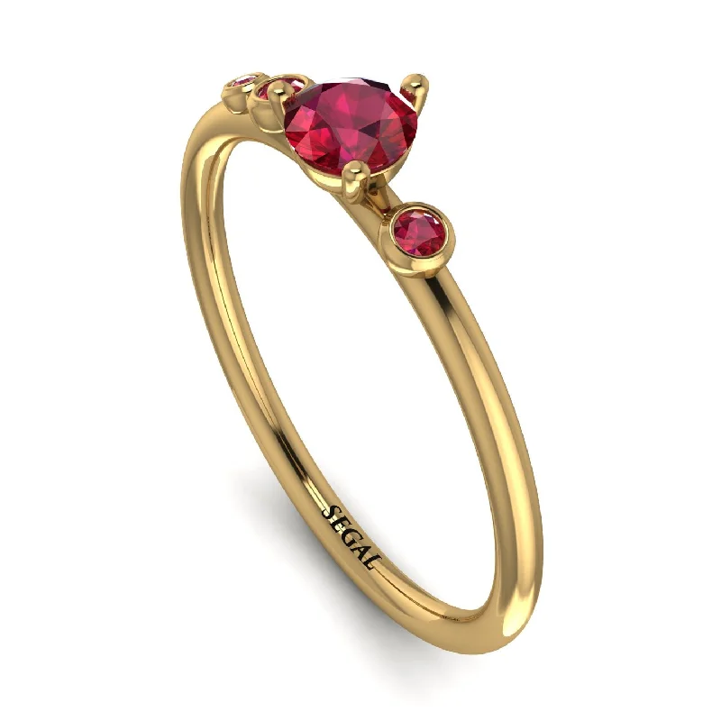 women's ring heart shape -Minimalist Thin Ruby Ring - Brielle No. 55