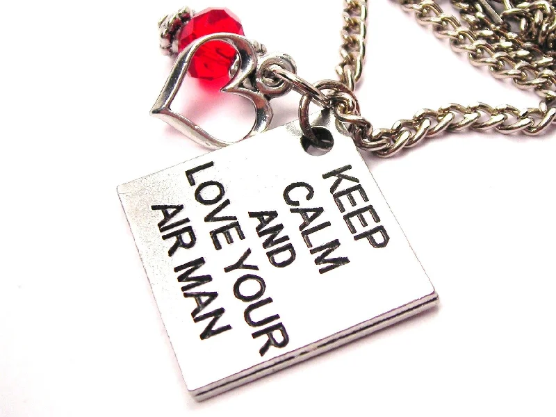 women's necklaces Christmas gift -Keep Calm And Love Your Airman Necklace with Small Heart