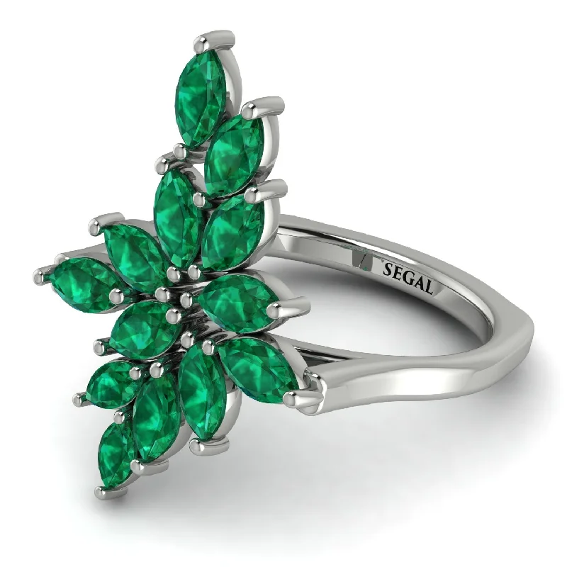 women's ring gold -Marquise Shape Emerald Galmorious Ring - Melanie No. 6