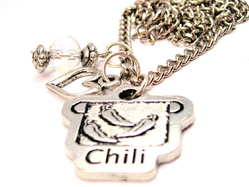 women's necklaces nature inspired -Chili Pot Necklace with Small Heart