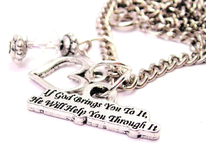 women's necklaces eye-catching statement -If God Brings It To You He Will Help You Through It Necklace with Small Heart