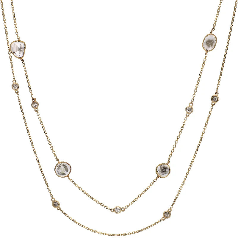 women's necklaces luxury collection -14K Yellow Gold Double Strand Diamond Necklace