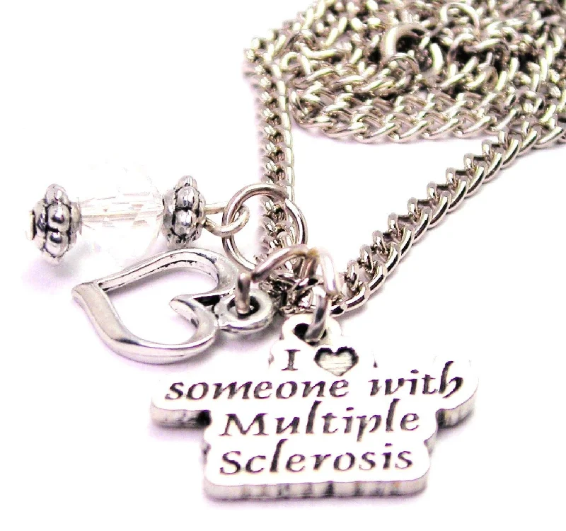 women's necklaces best seller -I Love Someone With Multiple Sclerosis Necklace with Small Heart