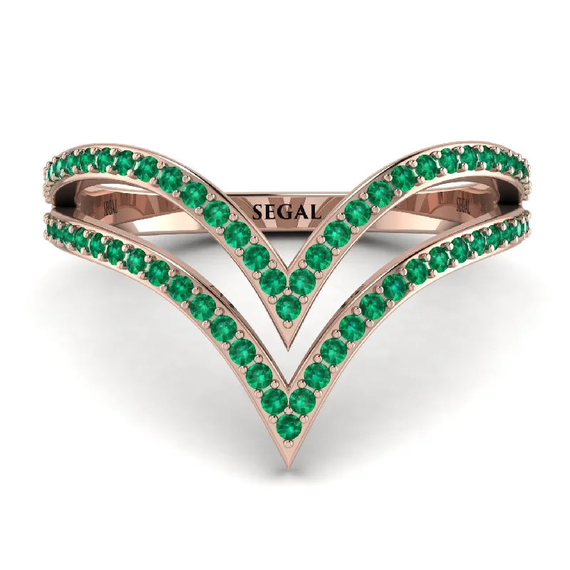 women's ring anniversary gift -Double V Emerald Ring - Lyla No. 5