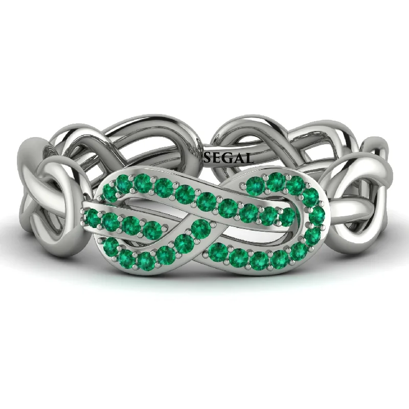 women's ring statement gemstone -Knot Infinity Emerald Ring - Josephine No. 6