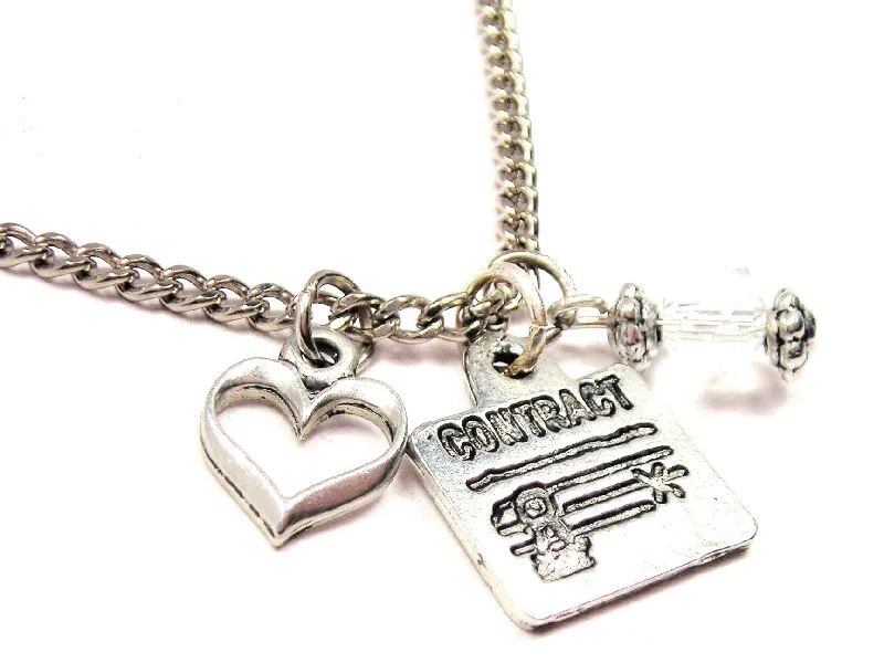 women's necklaces modern style -Contract Document Necklace with Small Heart