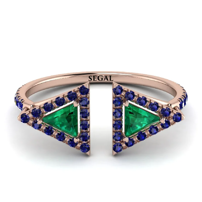 women's ring casual yet chic -Triangle Emerald Open Ring - Nevaeh No. 65